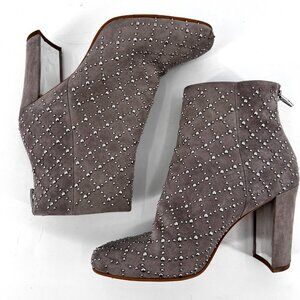 Dolce Vita Gray‎ Studded Block Heel Ankle Booties Mirror SAMPLE